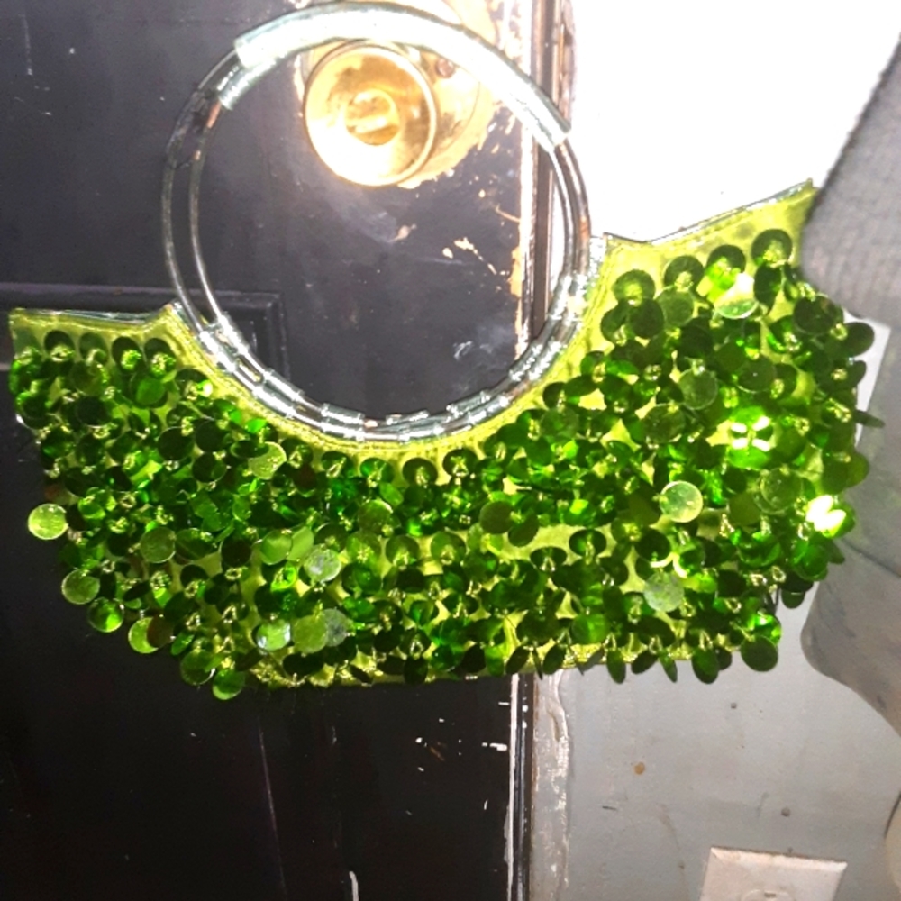 Green sequin bag